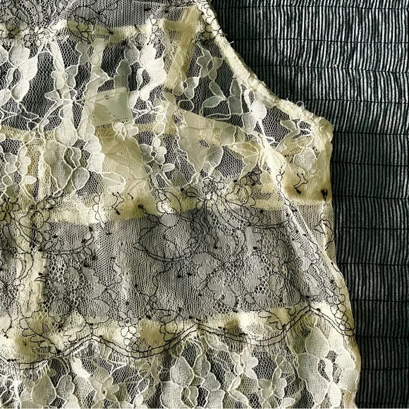 Anthropologie Sheer Mixed Lace Cami In Ivory Size S NWT - Picture 9 of 14